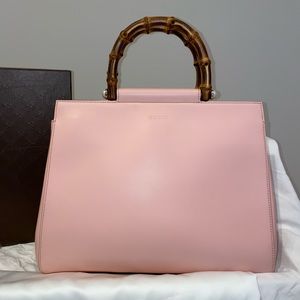 Gucci Napa Bamboo Nymphaea Top Handle Pink